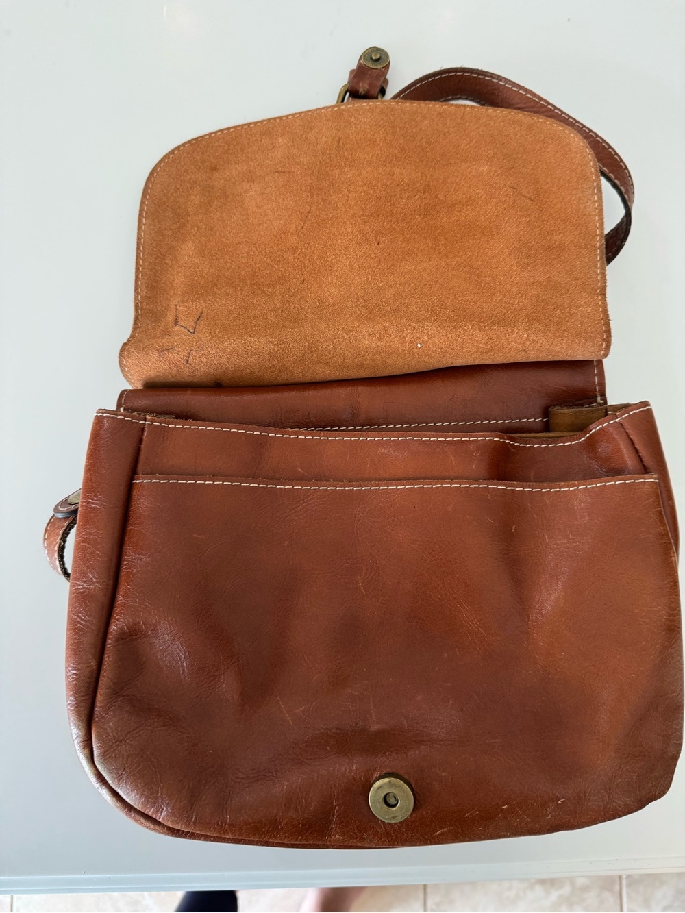 Patricia Nash Cognac Leather Crossbody Saddle Bag - Picture 3 of 12